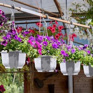 Small Hanging Plant Baskets set of ten in light gray
